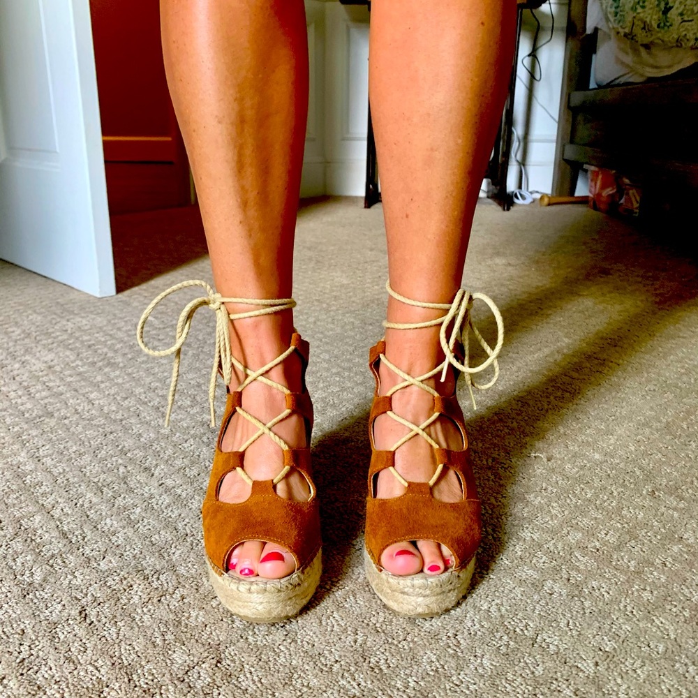 Camel Suede Wedges